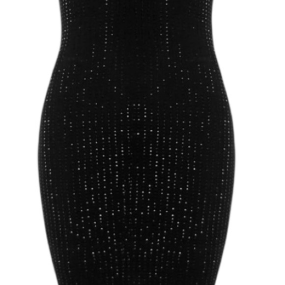 OW Collection Rhinestone LBD Black Caviar Mini Dress XS - Picture 10 of 11